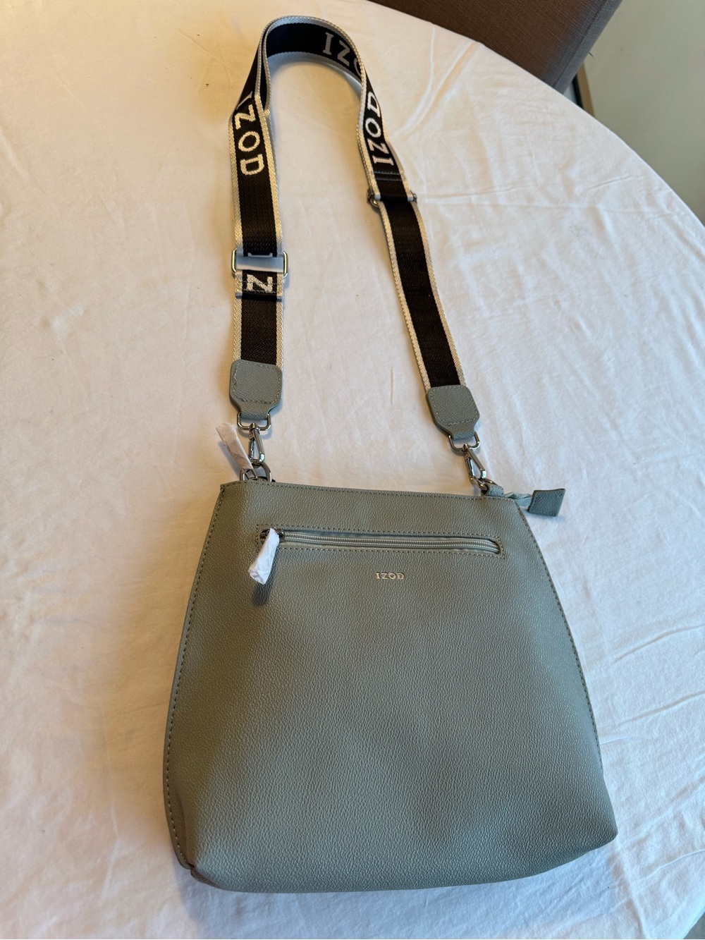 Izod Olive Green Crossbody with Black Logo Strap